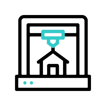 An animated house icon